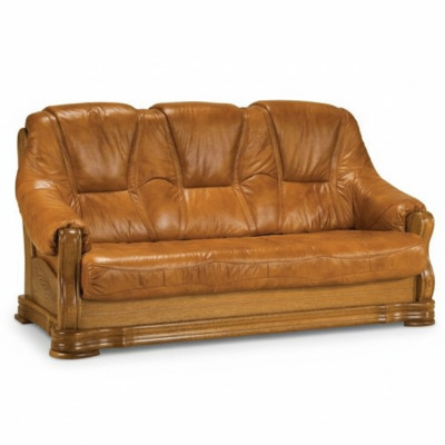 Holz Sofa 3 Sitzer Polster Designer Couchen Garnitur SL Sofa Dreisitzer Leder