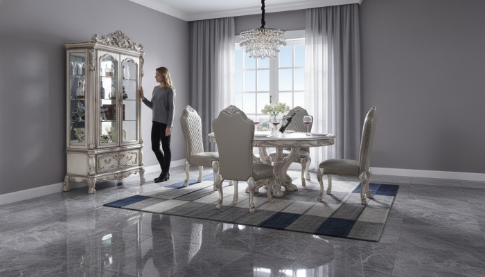Tisch Set Garnitur Esstisch 6 Stühle Luxus Stil Möbel 8tlg Stuhl Gruppe Vitrine