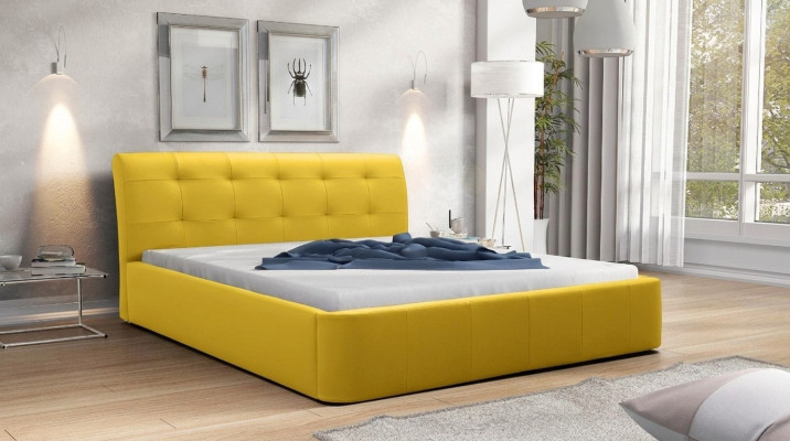 Klassisches Bettgestell Polster Bett Hotel Leder Textil Betten Stoff 180x200cm