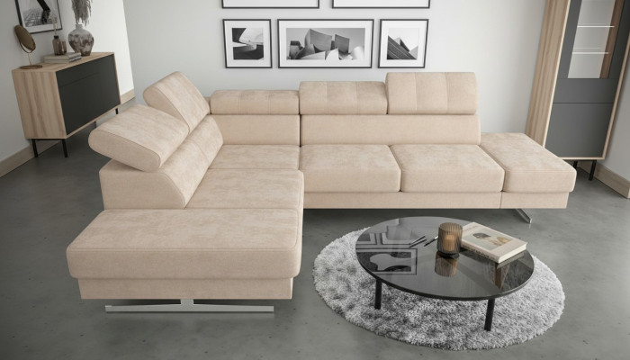 Luxus Möbel Ecksofa L Form Couch Design Polsterung Textil Sofas Holz Garnitur