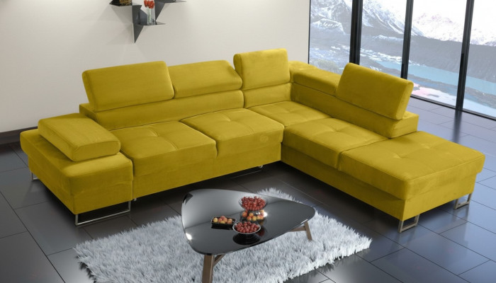 Ecksofa Polsterung Couch Textil Wohnzimmer L-Form Modern Gelb Design Sofas Neu