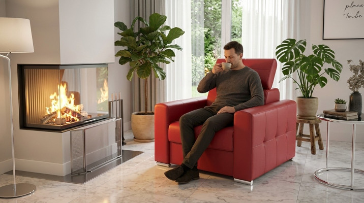 Sessel Moderner Lounge Club Wohnzimmer Modern Textil Stoff Rot Kreative Möbel