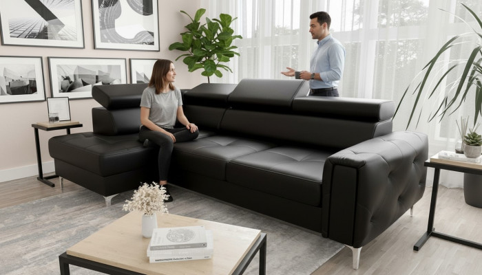 Ledersofa L-Form Couch Wohnzimmer Ecke Design Wohnlandschaft Couchen Sofas Neu