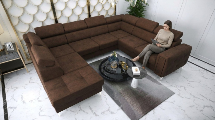 Sofa U-Form Stoffsofa Couch Wohnlandschaft Design Modern Leder Sofas Braun Neu