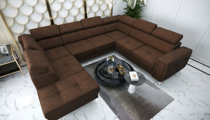 Sofa U-Form Stoffsofa Couch Wohnlandschaft Design Modern Leder Sofas Braun Neu
