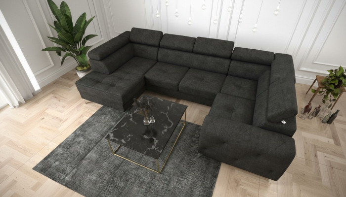 Wohnlandschaft Sofa Couch Polster Ecke Textil Kunstleder Edle Ecksofa U-Form