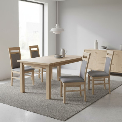 Gruppe Stühle Garnitur Textil Stoff Holz Gepolsterte Esszimmer Stühle 4x Stuhl