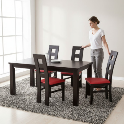 Set 4x Stuhle Luxus Design Polster Massiv Holz Küche Esszimmer Stühl Sitz neu