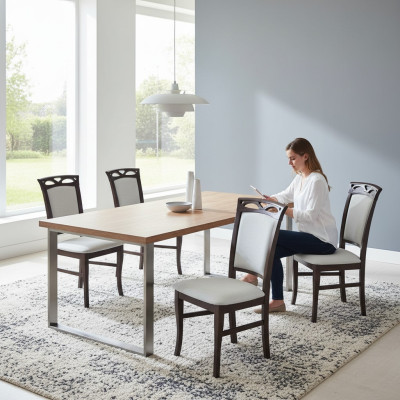 Esszimmerstuhl Lehn Stühle Esszimmerstühle Neu Textil Set 4x Massiv Holz Stuhl