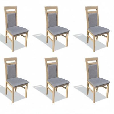 Garnitur Holz Lehn Polster Stühle Esszimmer Textil Set 6x Sessel Stuhl Gruppe