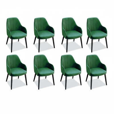 Esszimmer Stühle Stoff Set 8x Sessel Stuhl Designer Holz Textil Polster Stühle