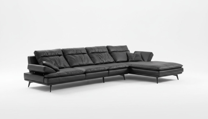 Ecksofa Couch Polsterung Couchen Wohnzimmer Sofa L-Form Möbel Leder