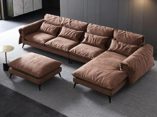 Wohnlandschaft L-Form Modern Braun Design Sofas Ecksofa Polsterung
