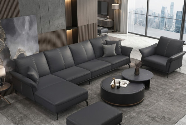 Wohnzimmer L-Form Schwarz Modern Luxus Multifunktion Sofa Couch
