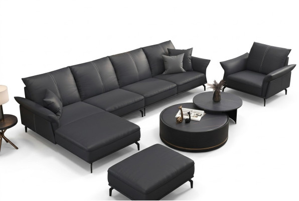 Wohnzimmer L-Form Schwarz Modern Luxus Multifunktion Sofa Couch