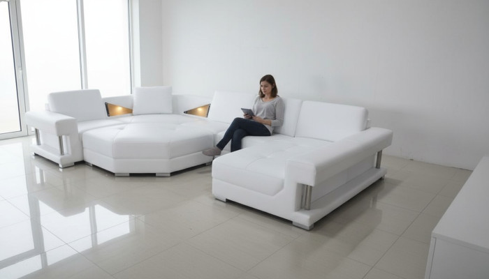 Ecksofas U Form Modernes Polster Wohnzimmer Möbel Ecksofa Ledersofa Design Sofa