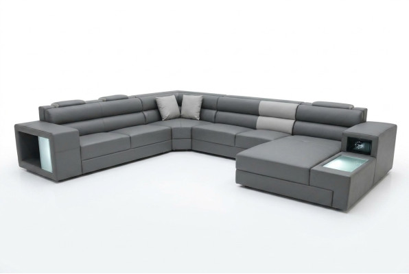 Wohnlandschaft Design Modern Leder Sofas Grau Neu Sofa U-Form Stoffsofa Couch