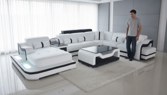 Design Modern Sofa Couch Ecksofa Polster Neu Wohnlandschaft U-Form