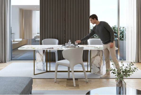 Luxus Möbel Marmor Tische 180x90cm Wohnzimmer Hotel Esszimmer Tisch Designer Neu