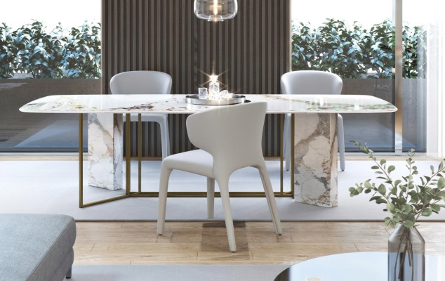 Luxus Möbel Marmor Tische 180x90cm Wohnzimmer Hotel Esszimmer Tisch Designer Neu