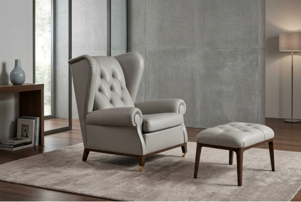 Modern Set Garnitur Polster Relax Fernseh 2tlg. Sessel Hocker Beistell