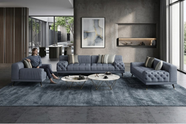 Luxus moderne Sofas Sitzgarnitur 321 Sitzer Sofas Polster Chesterfield Leder Neu