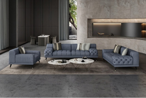 Luxus moderne Sofas Sitzgarnitur 321 Sitzer Sofas Polster Chesterfield Leder Neu