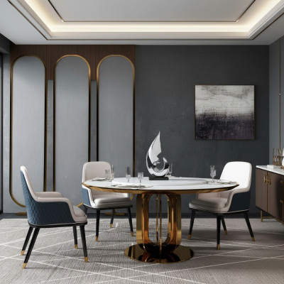 Luxus Runder Tisch Runde Design Tische Edelstahl Möbel Esszimmer Esstische Neu