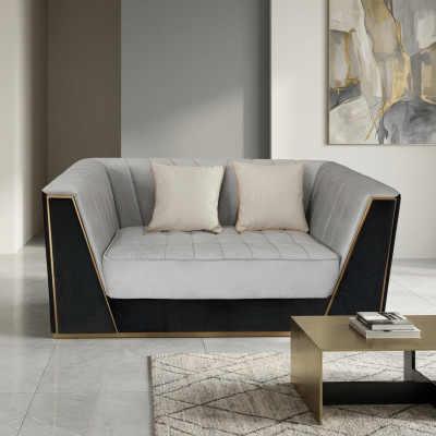 Luxus Sofa 2Sitzer Möbel Design Polster schwarz Textil Samt Sofas Couchen