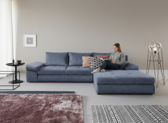 L-Form Sitz Farbe Ecksofa Couch Polstermöbel Wohnzimmer Textil Grau