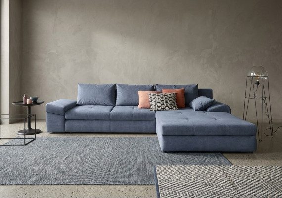 L-Form Sitz Farbe Ecksofa Couch Polstermöbel Wohnzimmer Textil Grau
