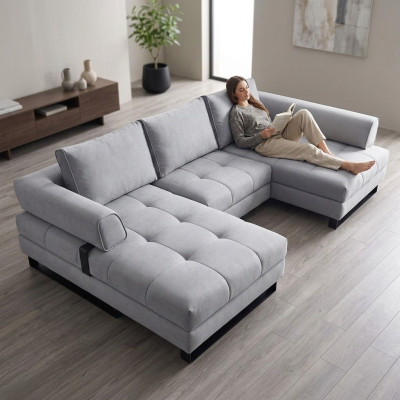 Ecksofa Luxus Sofas Couchs Möbel NEU Stoff Leder Couch Wohnzimmer