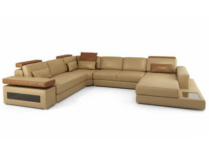 Sofa U-Form Möbel Luxus Garnitur Sofas Couch Luxus Designer Leder Wohnlandschaft