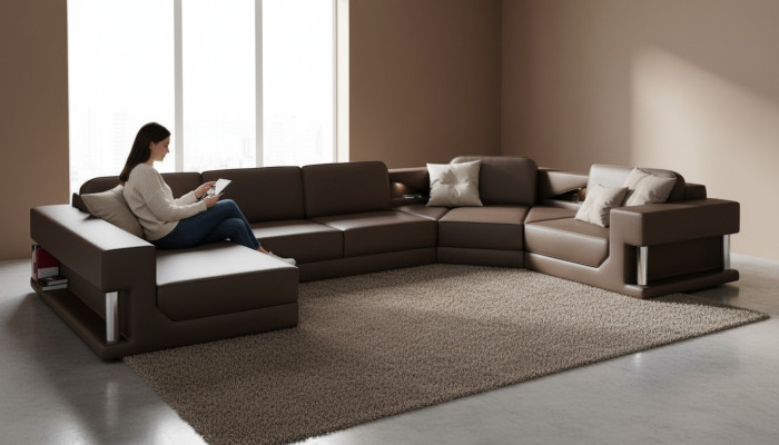Wohnlandschaft Couch Polster Ecksofa Neu Ledersofa Designer Sofa U Form