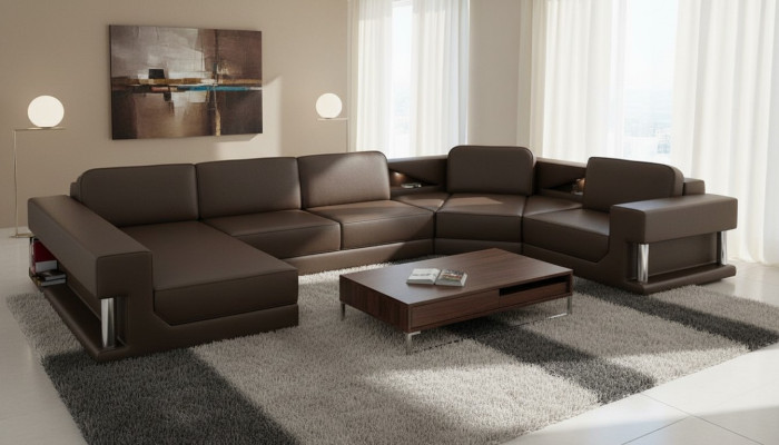 Wohnlandschaft Couch Polster Ecksofa Neu Ledersofa Designer Sofa U Form