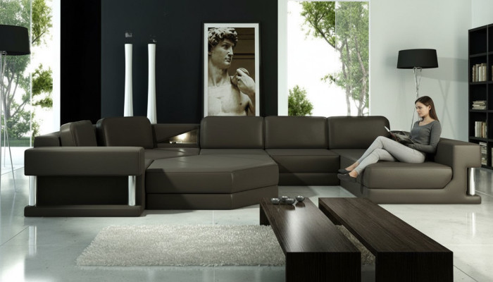 Sofas Wohnlandschaft Design Ecksofa Leder Neu U Form Sofa Couch Polster Couchen