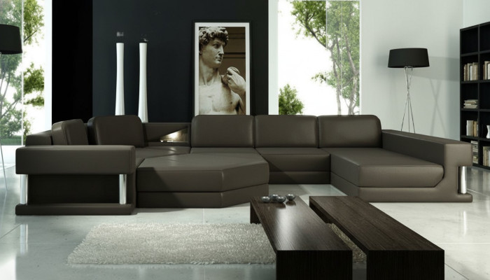 Sofas Wohnlandschaft Design Ecksofa Leder Neu U Form Sofa Couch Polster Couchen