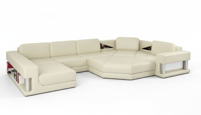 Ecksofa U-Form Couch Wohnlandschaft Sofa Couch Modern Design Sofa Textil Leder