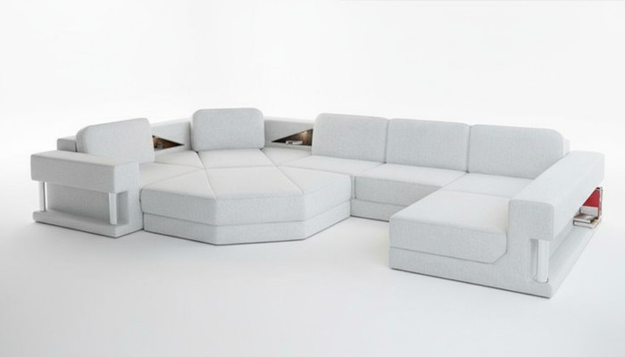 Wohnlandschaft Design Stoff Sofas Bettunktion Schlaf Couch Ecksofa U Form Sofa