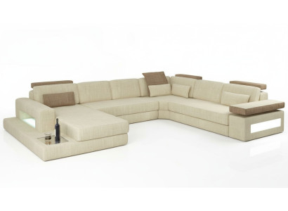 U-Form Bettfunktion Couch Design Polster Textil Eck Wohnlandschaft Ecksofa Stoff