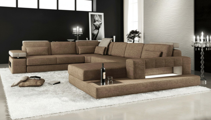 Eck Sofa Couch Polster Wohnlandschaft U Form Ecksofa Wohnlandschaft Neu