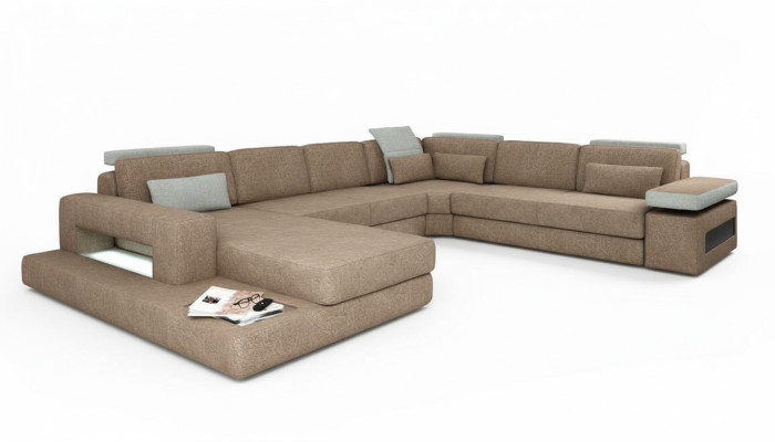 U Form Polster Couchen Textil Design Couch Ecksofa Wohnlandschaft Sofa Neu