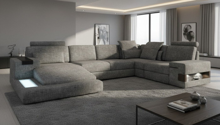 Ecksofa U-Form Design Modern Sofa Couchen Textilsofa Couch Wohnlandschaft Neu