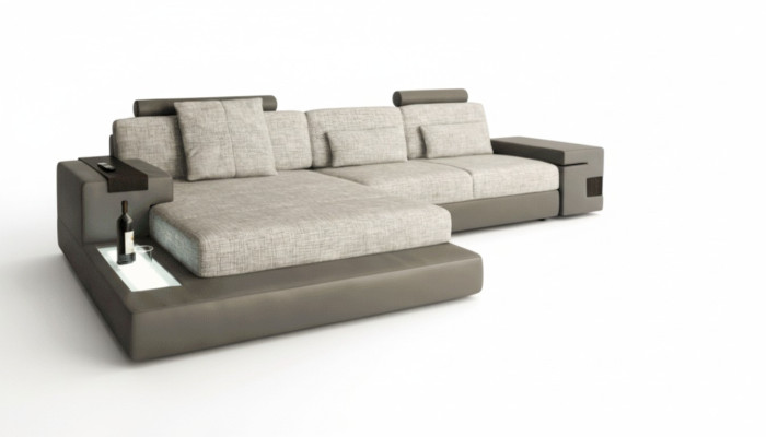 Design Sofa Couch Ecke Polstermöbel Wohnzimmer LForm Modern Elegant Textil Stoff