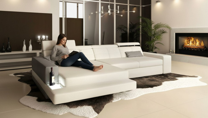 Eck L Form Textil Sofa Design Ledersofa Ecksofa Polster Eck Couch Sitz Couchen