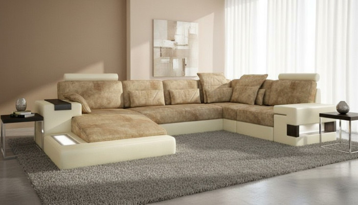 Wohnlandschaft Sofa Couch Polster Vintage Sofas Ecke Ecksofa U-Form Neu