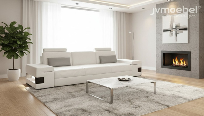 Moderne Luxus Designer Sofa 3 Sitzer Möbel Polster Textil Weiße Couchen xxl big