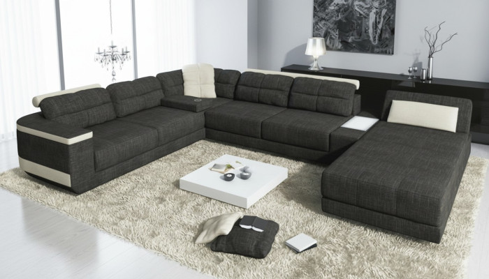 Designer U-Form Ecksofa XXL Wohnlandschaft Sofa Couch Polster Sofa Ecke Neu