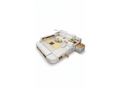 Multifunktion 180x200 Leder Bettgestell Design Leder Bett Betten Polster