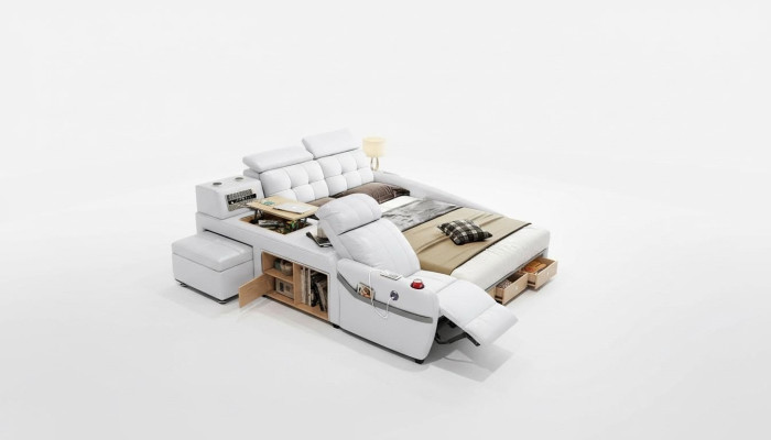 Bett Massage Liege Multifunktion Betten Polster USB Regal Leder Polster Luxus